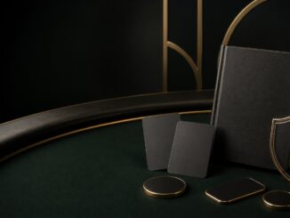 Bonisa canlı casino için soyut masa, kartlar, kural kitabı ve güvenlik kalkanı